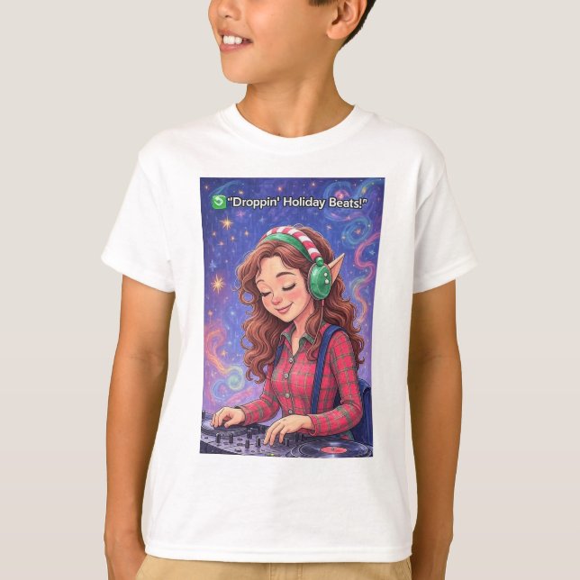 Elf on the Decks – Droppin’ Holiday Beats kids T-Shirt (Vorderseite)
