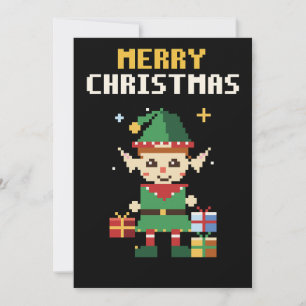 Elf Pixel Art Weihnachtskarte Feiertagskarte