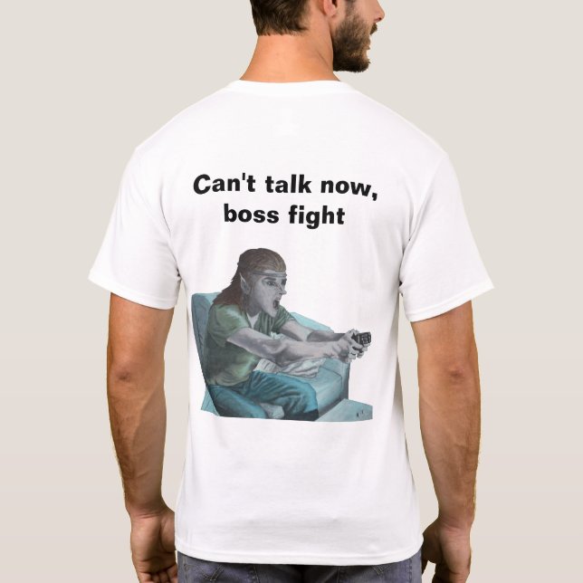 Elf Playing Video Game Fantasy Art T - Shirt (Rückseite)