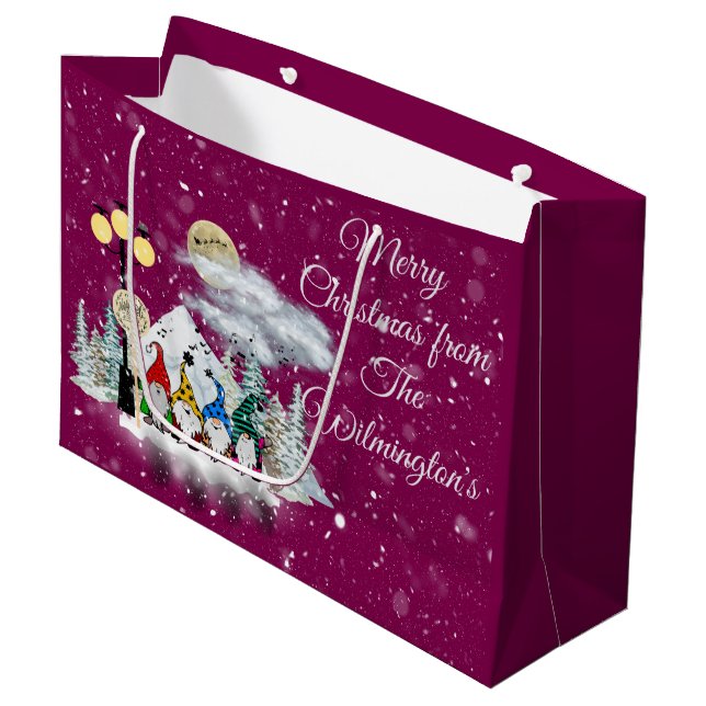 Elf Quartet Christmas Große Geschenktüte (Vorderseite Schrägansicht)
