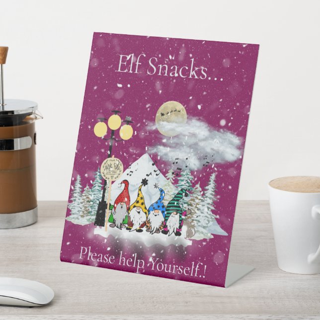 Elf Quartet Weihnachtsgebäck Party Snacks Sockelschild (In SItu)