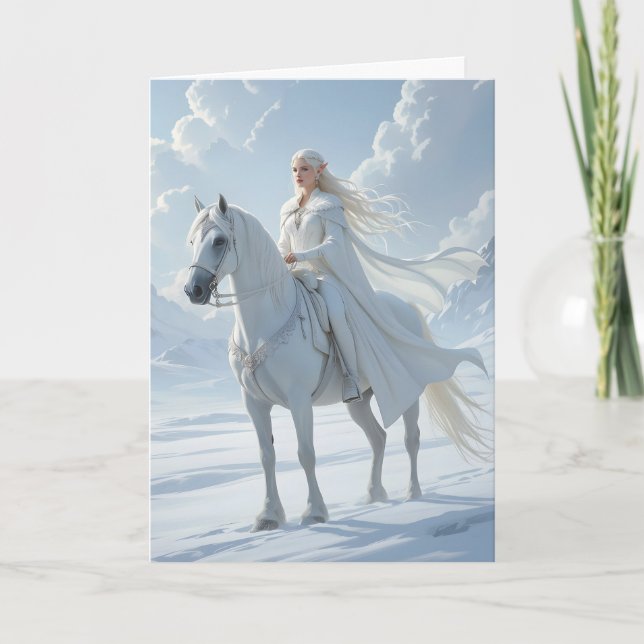 Elf Queen Riding White Horse Karte (Vorderseite)