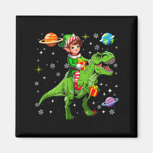 Elf Reitet Auf T-Rex Farbige Weihnachtsboxen Weltr Magnet
