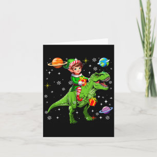 Elf Reitet T-Rex Farbige Weihnachtsboxen Weltraum  Karte