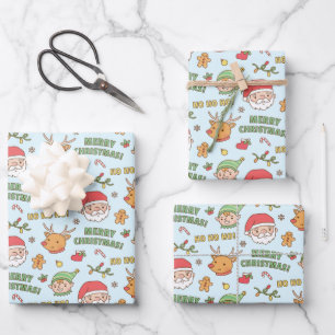 Elf, Rentier, Weihnachten, Frohe Weihnachtsmuster Geschenkpapier Set