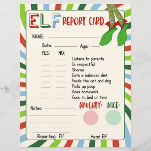 Elf Report Card Naughty oder Nice Verhaltens