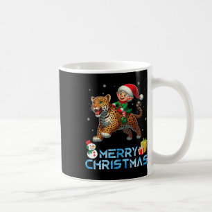 Elf Riding Leopard Snowman Präsentieren Frohe Weih Kaffeetasse