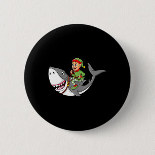 Elf Riding Shark Christmas Boys Girls Kinder Weihn Button