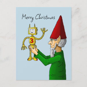 Elf & Robot Weihnachts-Postkarte Postkarte