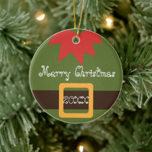 Elf Rot Grün Habt Ein Schönes Weihnachtsfest Keramik Ornament