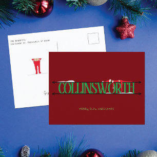 Elf-Scherereien Rot & Grün Weihnachts-Postkarte Feiertagspostkarte