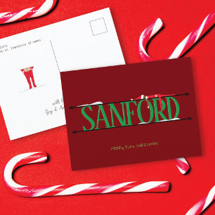 Elf-Scherereien Rot & Grün Weihnachtspostkarte Feiertagspostkarte