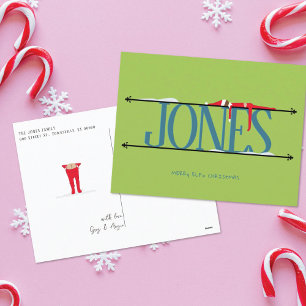 Elf-Scherereien Türkis & Grün Weihnachts-Postkarte Feiertagspostkarte