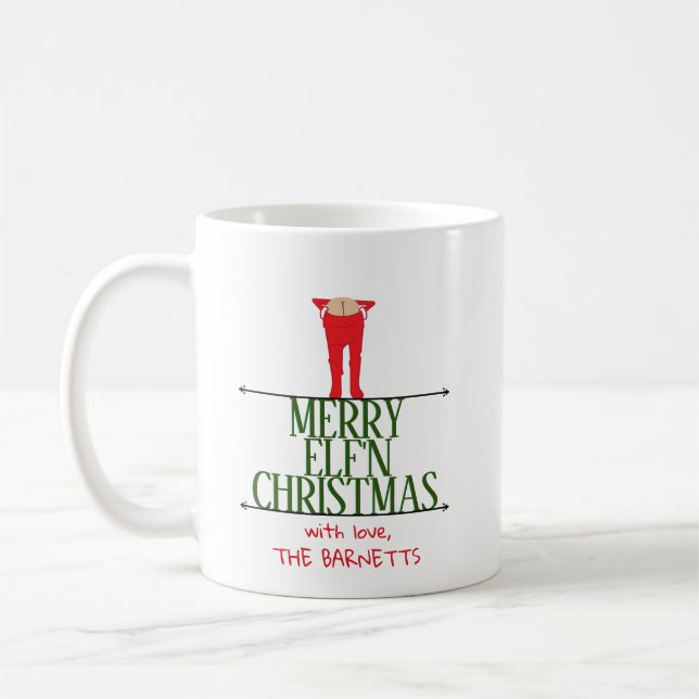Elf-Scherereien Weihnachtsgruß-Schild Kaffeetasse (Links)