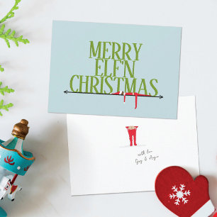 Elf-Scherz Eisen-Schilder Weihnachtskarte Feiertagskarte