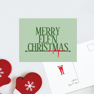Elf-Scherz-Grußschild-Weihnachts-Postkarte Feiertagspostkarte