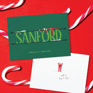 Elf-Scherz Name Schilder Jäger Grün Weihnachten