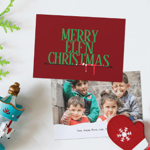 Elf-Scherzkarten-Grußkarten-Foto-Weihnachtskarte Feiertagskarte