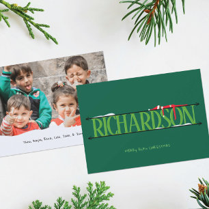 Elf-Scherzname-Schild-Foto-Weihnachtskarte Feiertagskarte