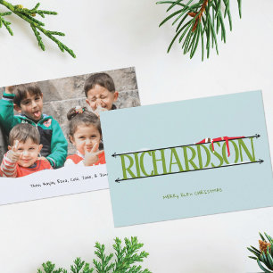Elf-Scherzname-Schilder-Foto-Weihnachtskarte Feiertagskarte