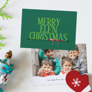 Elf Shenanigans Gruß Signieren Foto Weihnachtskart Feiertagskarte