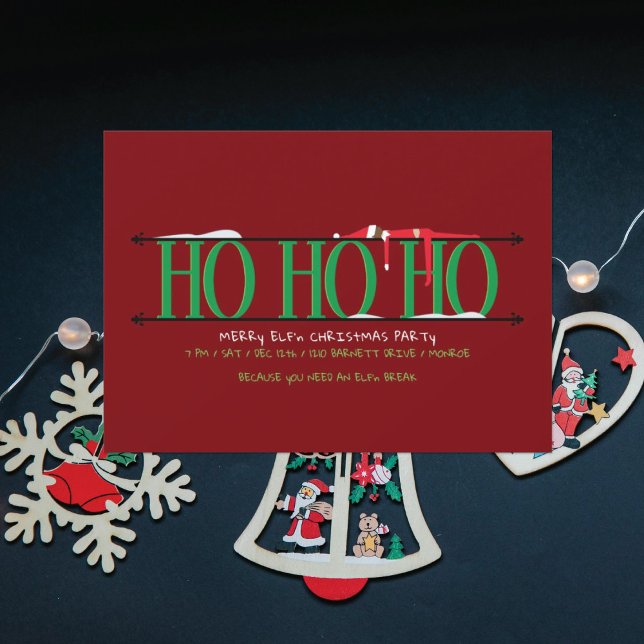 Elf Shenanigans Ho Ho Ho Weihnachts-Party Einladung (Von Creator hochgeladen)
