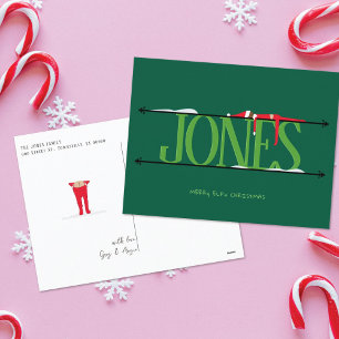 Elf-Shenanigans-Jäger-Grün-Weihnachts-Postkarte Feiertagspostkarte