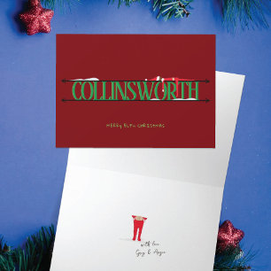 Elf Shenanigans Name Zeichen rot & grün geklappt Karte