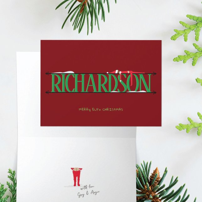 Elf Shenanigans Name Zeichen rot & grün geklappt Karte (Von Creator hochgeladen)