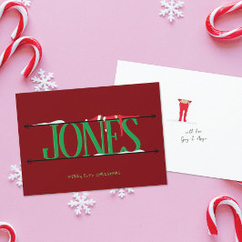 Elf Shenanigans Name Zeichen Rote und grüne Weihna Feiertagskarte