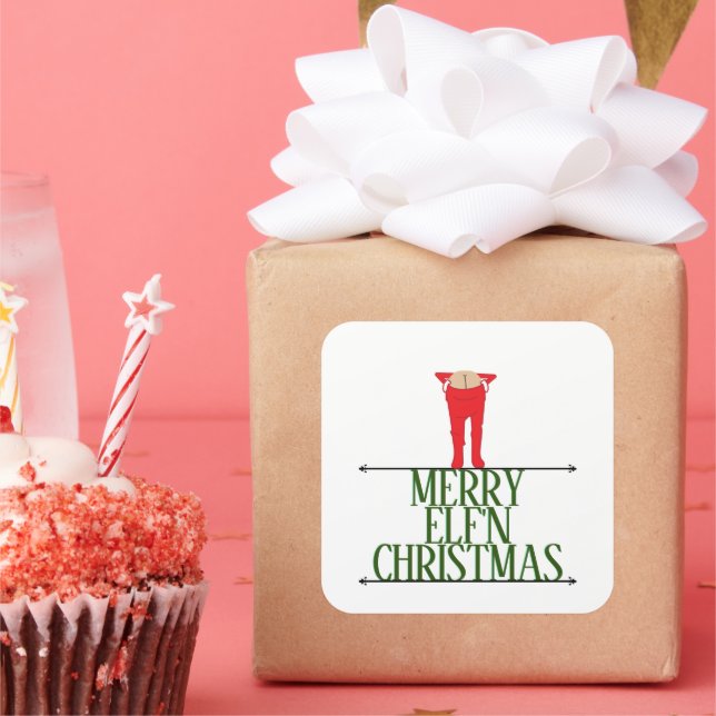 Elf Shenanigans Weihnachtsgrüße Quadratischer Aufkleber (Party)