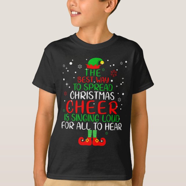 Elf Shirt The Way To Spread Christmas Cheer Boys M (Vorderseite)