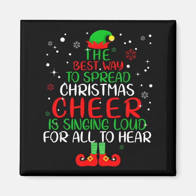 Elf Shirt The Way To Spread Christmas Cheer Boys M Magnet (Vorne)