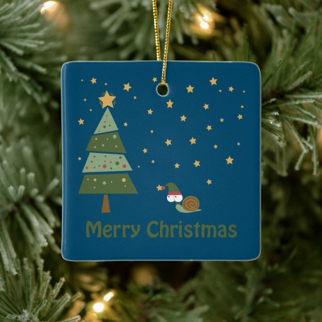 Elf Snail Christmas Scene Keramikornament (Baum)