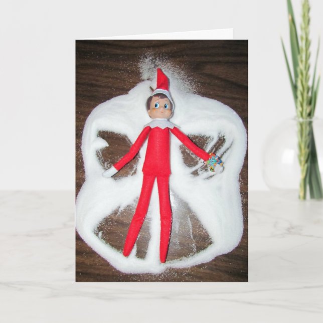 Elf Snow Angel Weihnachtskarte Feiertagskarte (Vorderseite)