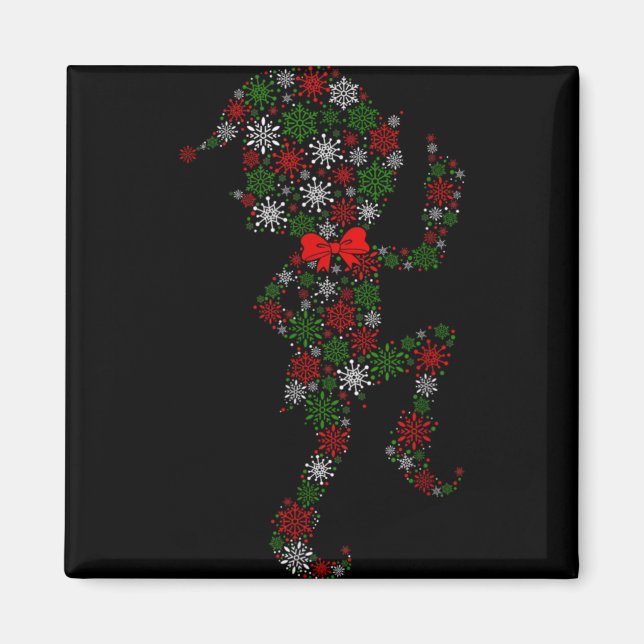 Elf Snowflake Xmas Tree Lights Merry Christmas Boy Magnet (Vorne)