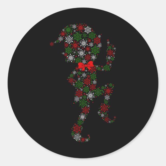 Elf Snowflake Xmas Tree Lights Merry Christmas Boy Runder Aufkleber (Vorderseite)