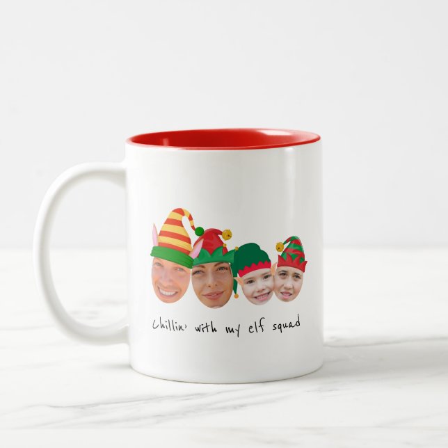 Elf Squad 4 Fotos Weihnachten Zweifarbige Tasse (Links)