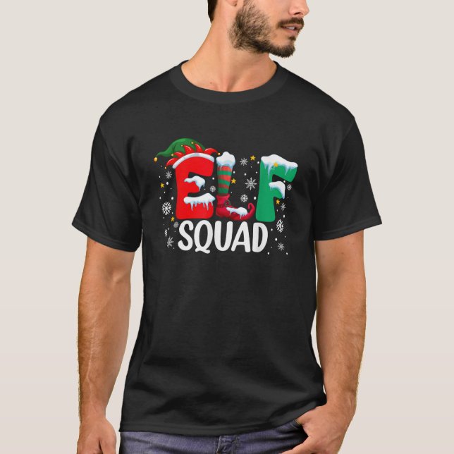 Elf Squad Christmas Family Group Matching Pajamas  T-Shirt (Vorderseite)
