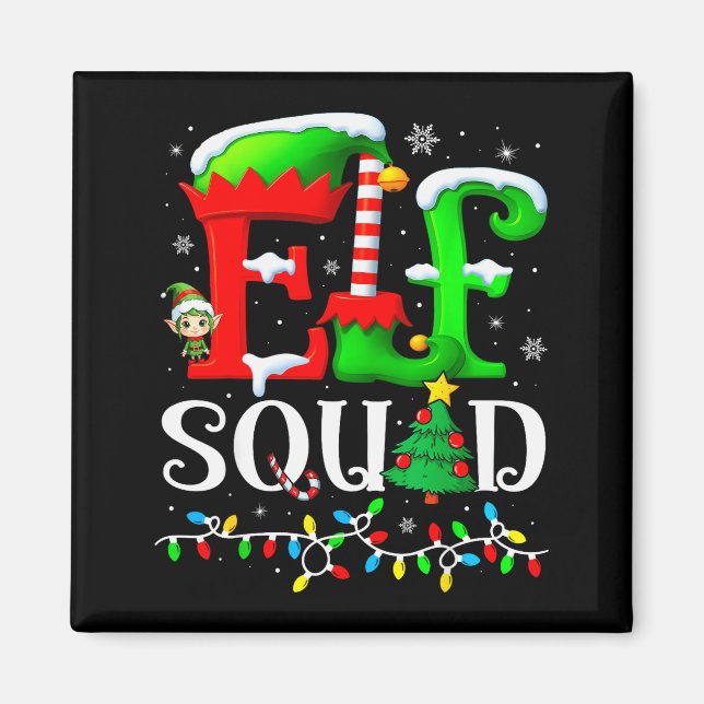 Elf Squad Christmas Family Matching Pajamas Elf Bo Magnet (Vorne)