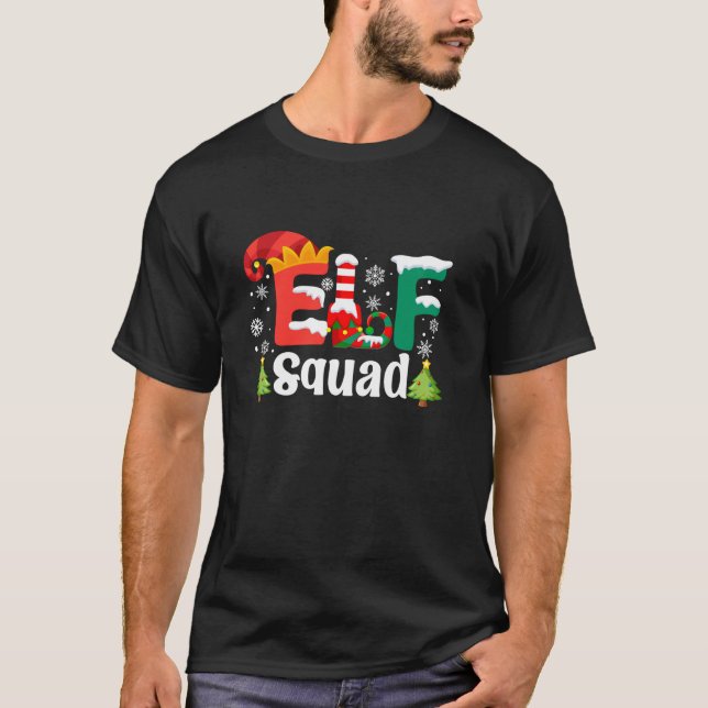 Elf Squad Christmas Family Matching Pajamas Elf Xm T-Shirt (Vorderseite)