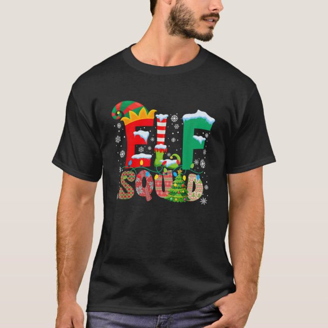 Elf Squad Christmas Family Matching Pajamas Xmas E T-Shirt (Vorderseite)