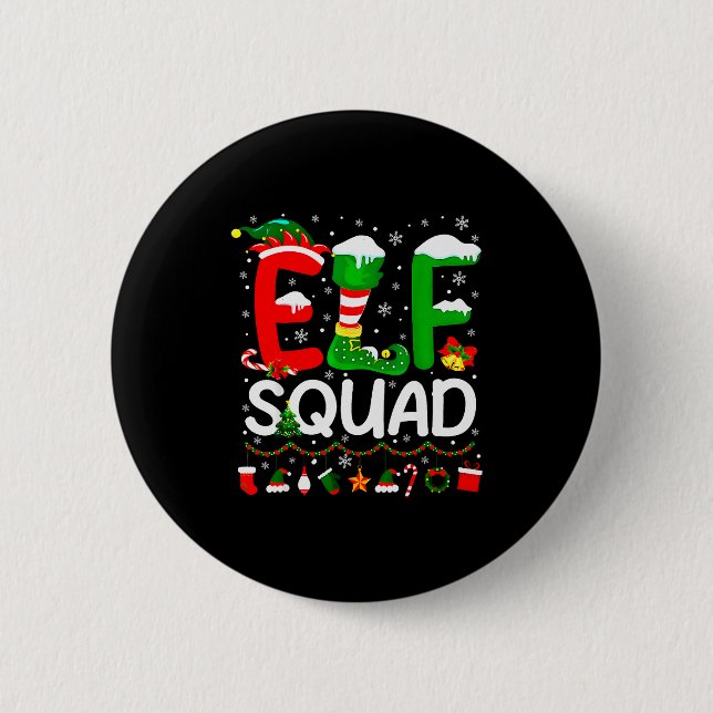 Elf Squad Christmas Family Matching Xmas Elf Pajam Button (Vorderseite)
