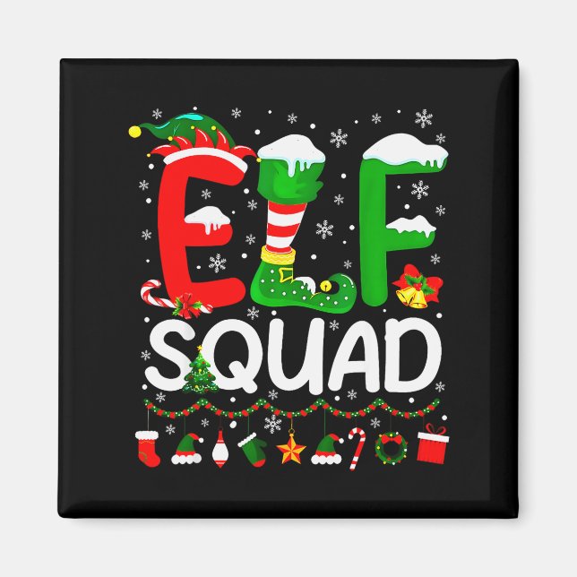 Elf Squad Christmas Family Matching Xmas Elf Pajam Magnet (Vorne)
