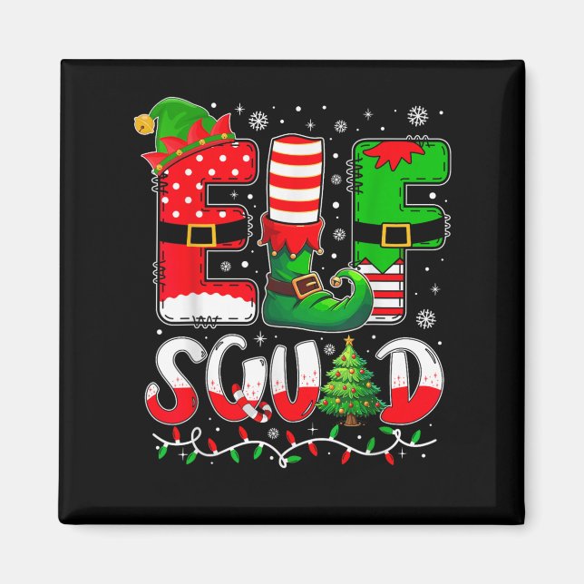 Elf Squad Christmas Family Matching Xmas Elf Pajam Magnet (Vorne)