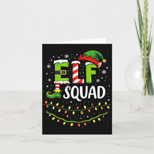 Elf Squad Christmas Lights Matching Holiday Crew  Karte (Vorderseite)
