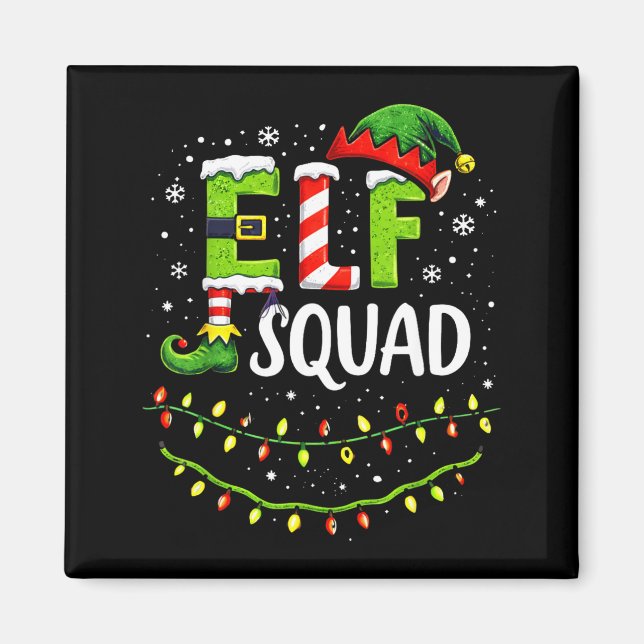 Elf Squad Christmas Lights Matching Holiday Crew  Magnet (Vorne)