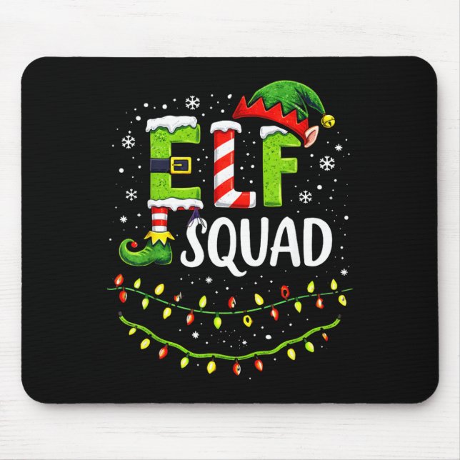 Elf Squad Christmas Lights Matching Holiday Crew  Mousepad (Vorne)