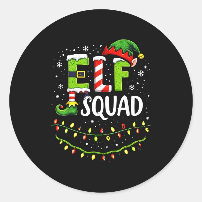 Elf Squad Christmas Lights Matching Holiday Crew  Runder Aufkleber (Vorderseite)
