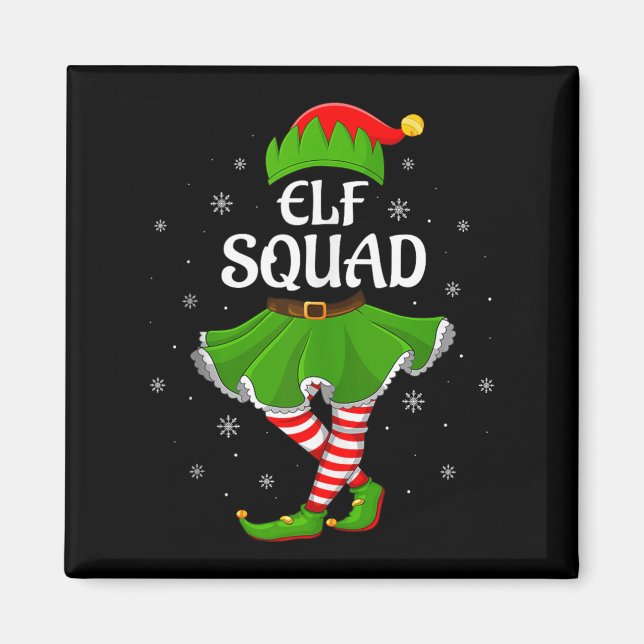 Elf Squad Christmas Matching Family Girls Women El Magnet (Vorne)